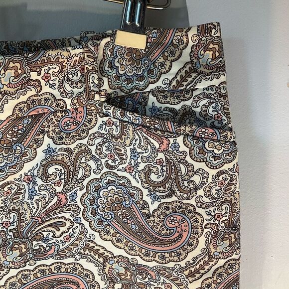 Talbots The Perfect Crop Beige Multi Paisley Cotton Stretch Pants, 6 - Picture 7 of 10